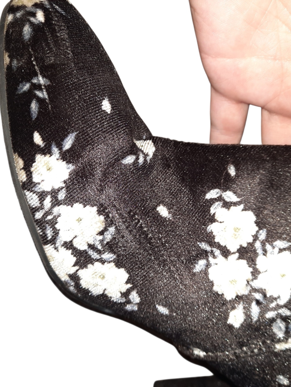 Divided Black Floral Velvet Ankle Booties - Picture 12 of 14
